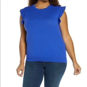 NEW Halogen Nordstrom Women's Flutter Sleeve knit top Plus Size 1x
